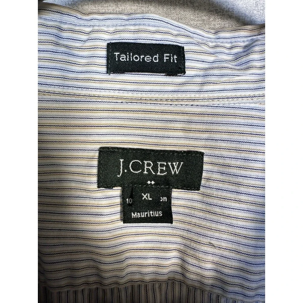 J. Crew Tailored Fit Button Down Shirt 100% Cotton Preppy Striped Mens Size XL